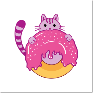 Cute cat with donut Posters and Art